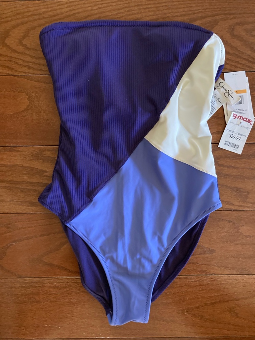 Jessica Simpson  Colorblock Strapless One-Piece Swimsuit